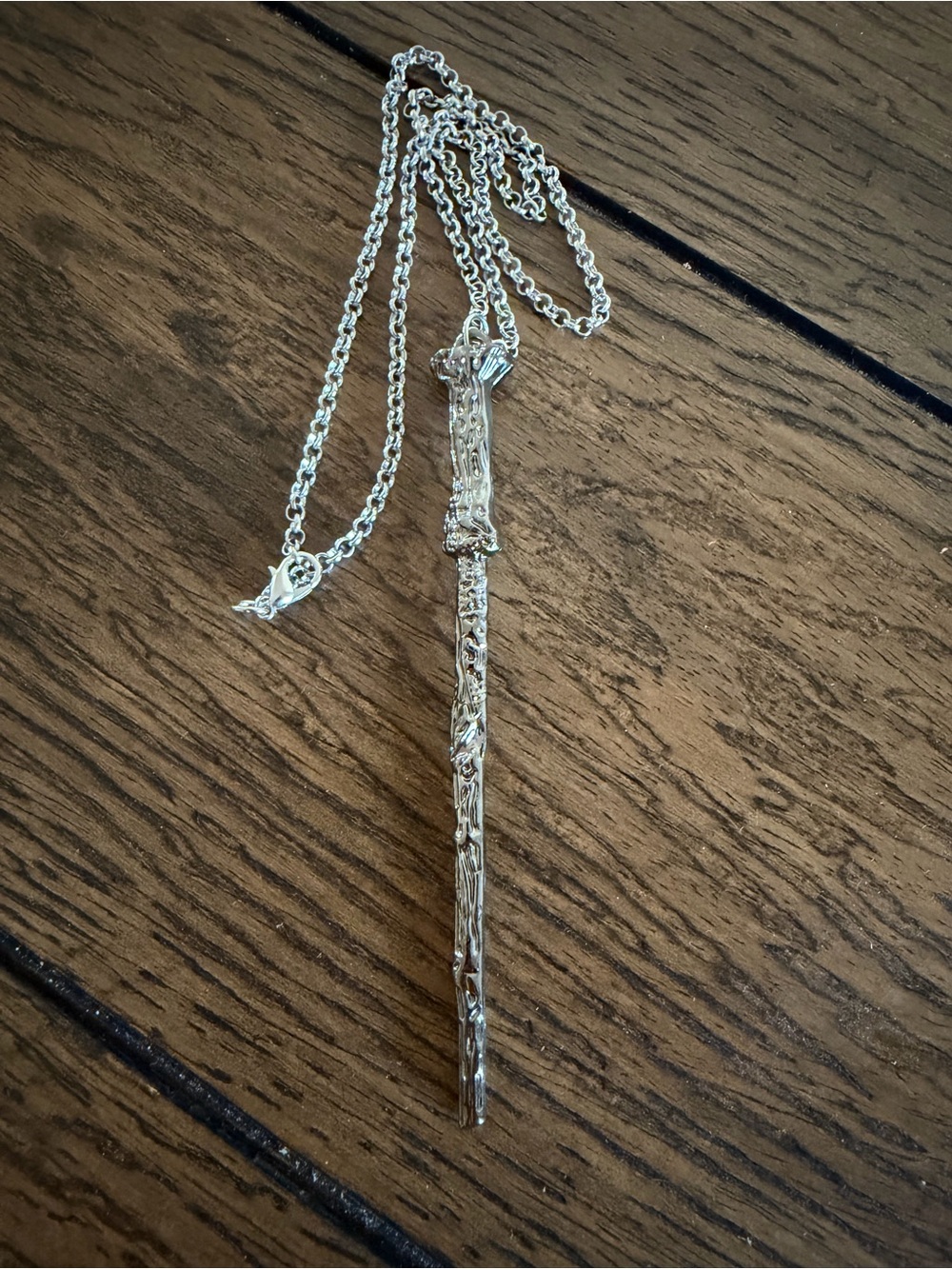 Harry Potter Hermione Harry Ron Wand Necklace Silver